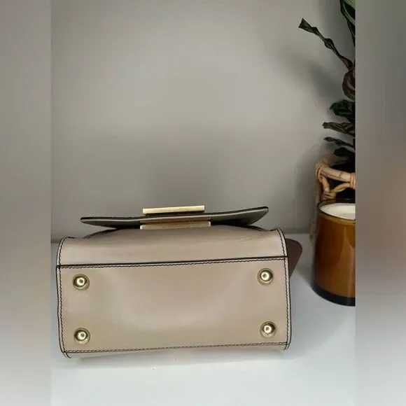 ZAC Zac Posen Eartha Top Handle Leather & Suede Satchel Cream Black Tan - Picture 8 of 15